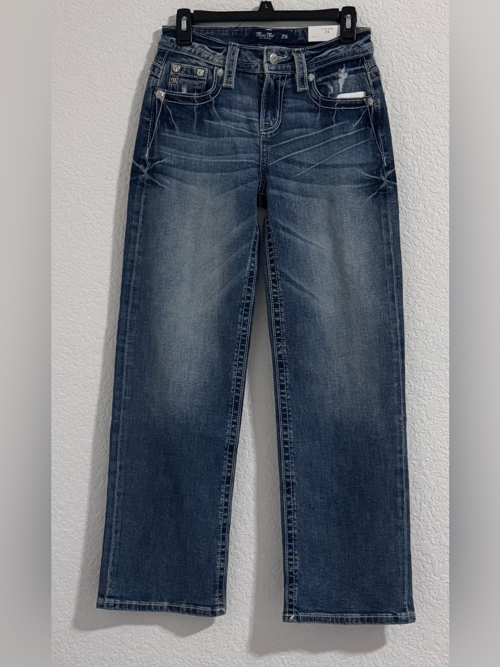 Miss Me Wide-Leg Jeans in Dark Blue Wash